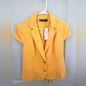 Mustard Yellow Cap-sleeved Blazer Top